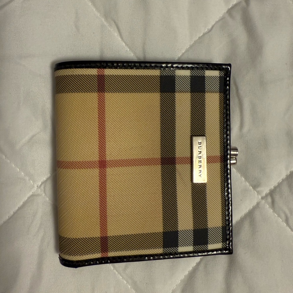 Burberry Beige and Black Plaid Classic Wallet